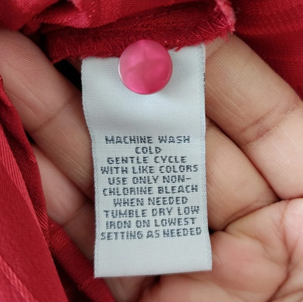 East 5th Red Metallic Diagonal Stripes Button Front Blouse Size XL - Picture 11 of 11